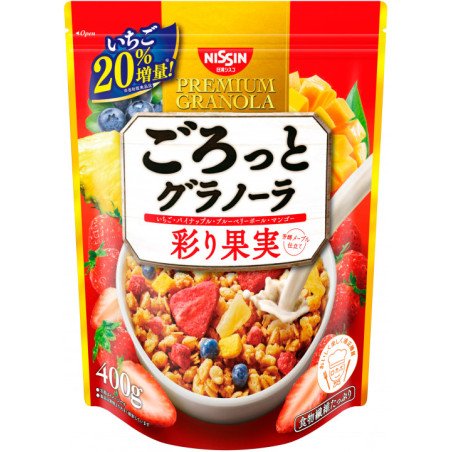 Nissin Japanese cereal. Premium Granola Colorful Fruit